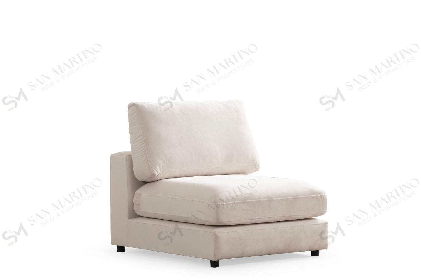 Canapé modulable JULIA 3+1 velours blanc cassé