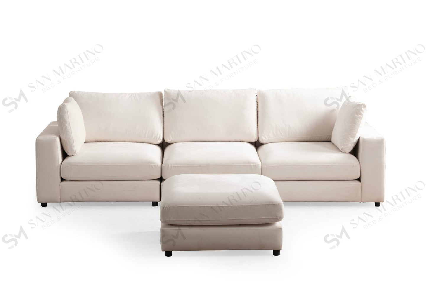 Canapé modulable JULIA 3+1 velours blanc cassé