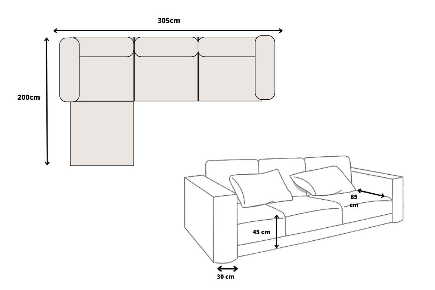 Canapé Élégance chenille modulable 3+1 pouf