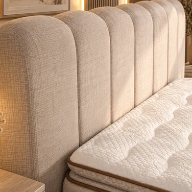 Lit coffre Alya beige en tissu Marbella