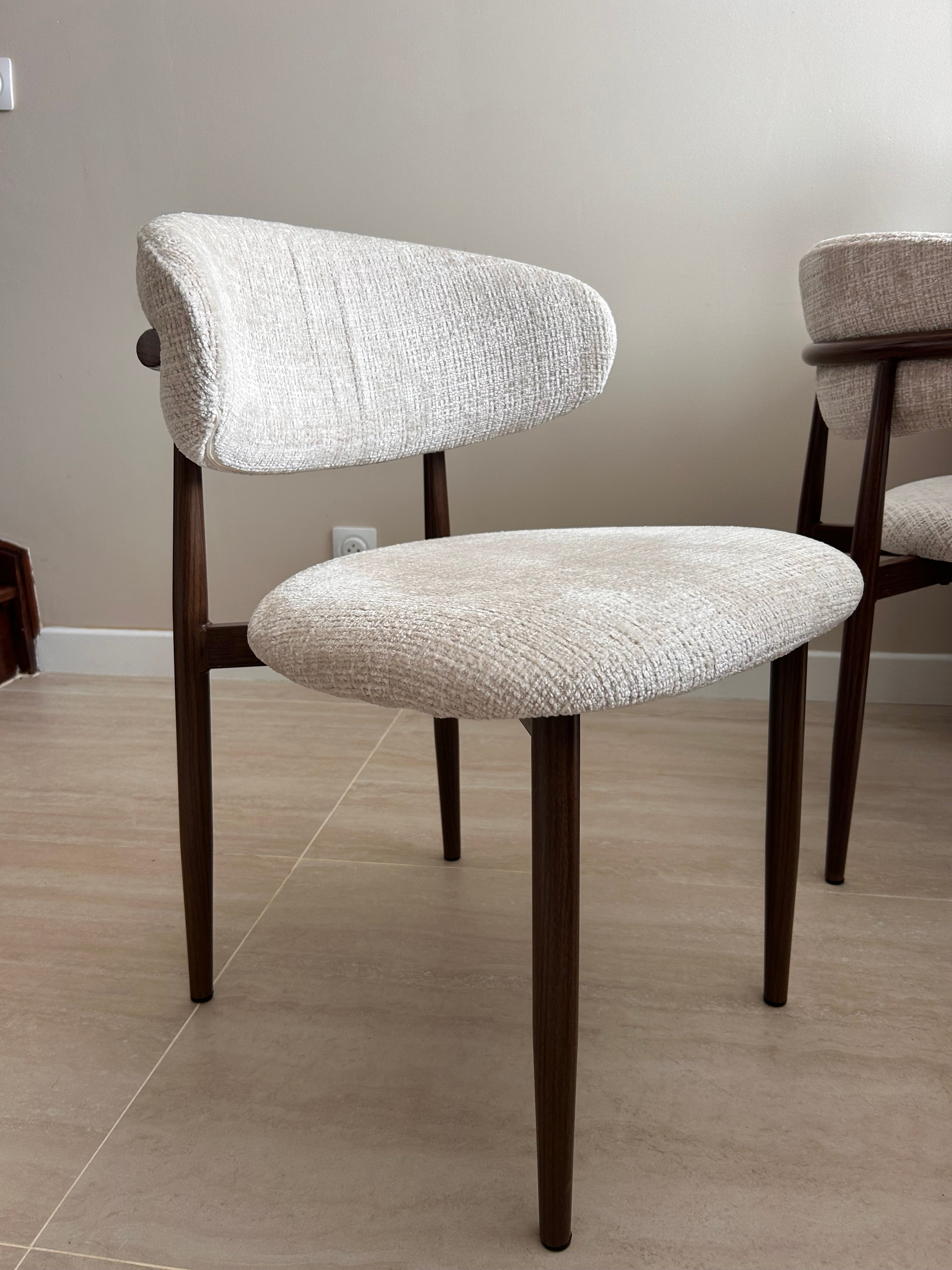 Chaise BOHEME Marbella beige Noyer