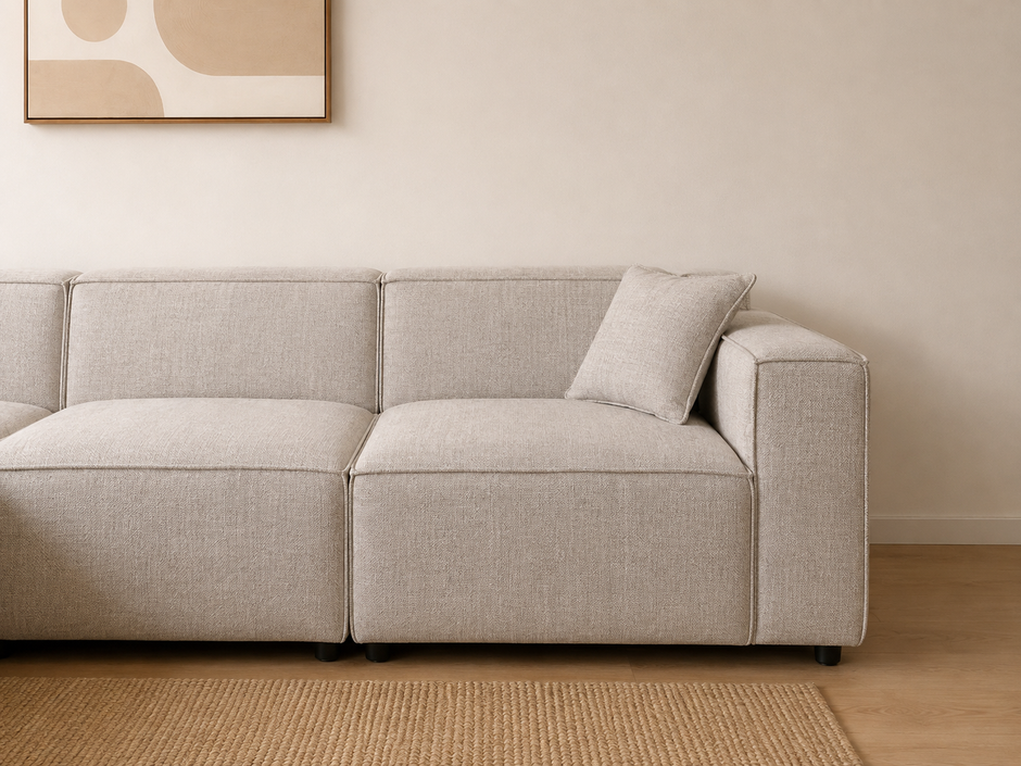 Canapé EMMA – Modulable en tissu Marbella beige DISPONIBLE LE 15/09