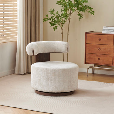 Fauteuil ESRA– Tissu Marbella Beige / Noyer