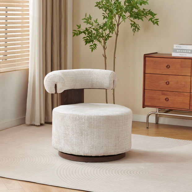 Fauteuil ESRA– Tissu Marbella Beige / Noyer