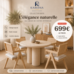 Pack Salle à Manger MAYA – Table ronde Ø110 cm + 4 chaises ROTINA