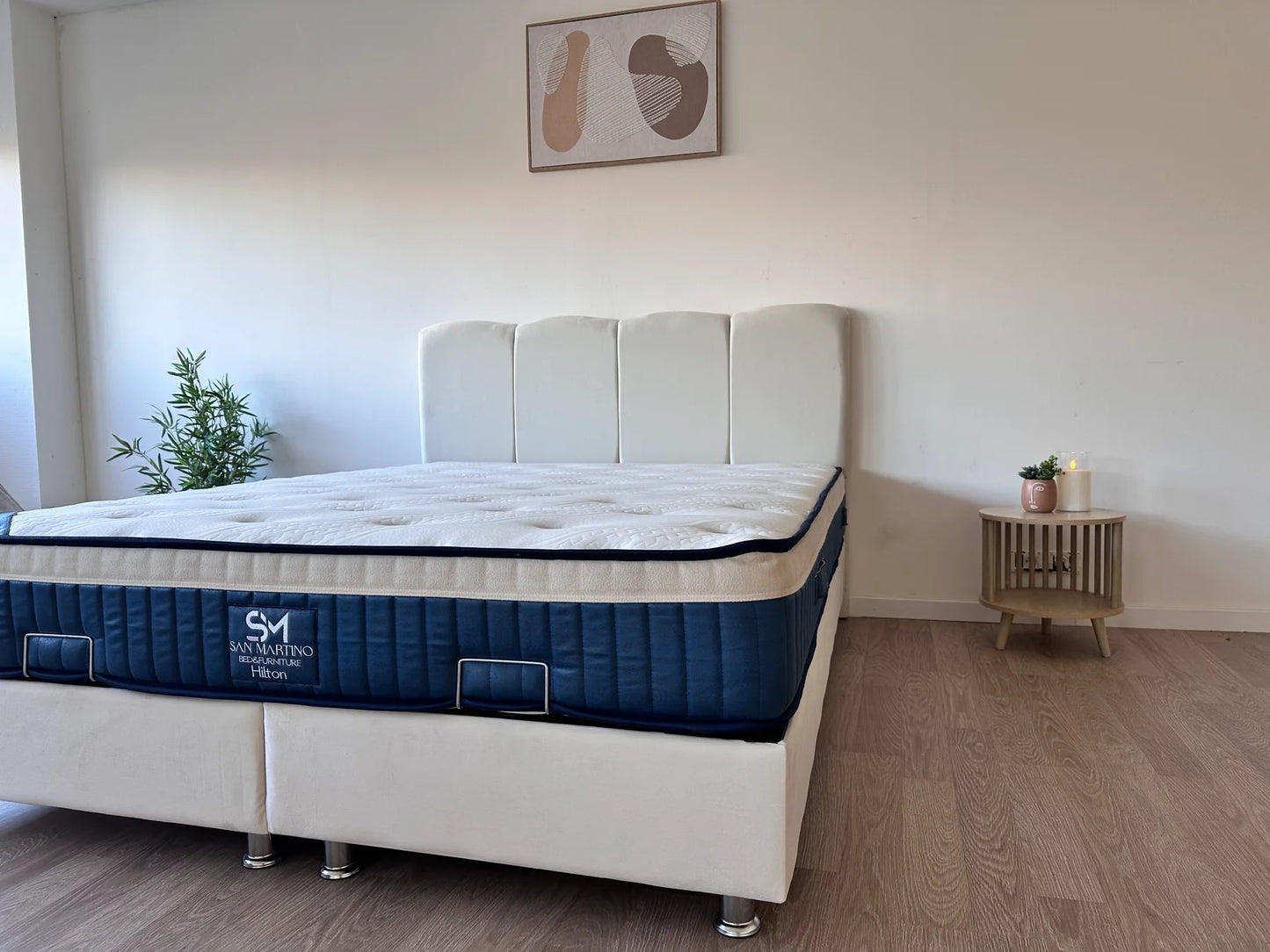 Lit Coffre CELIA BLANC CASSE - Velours