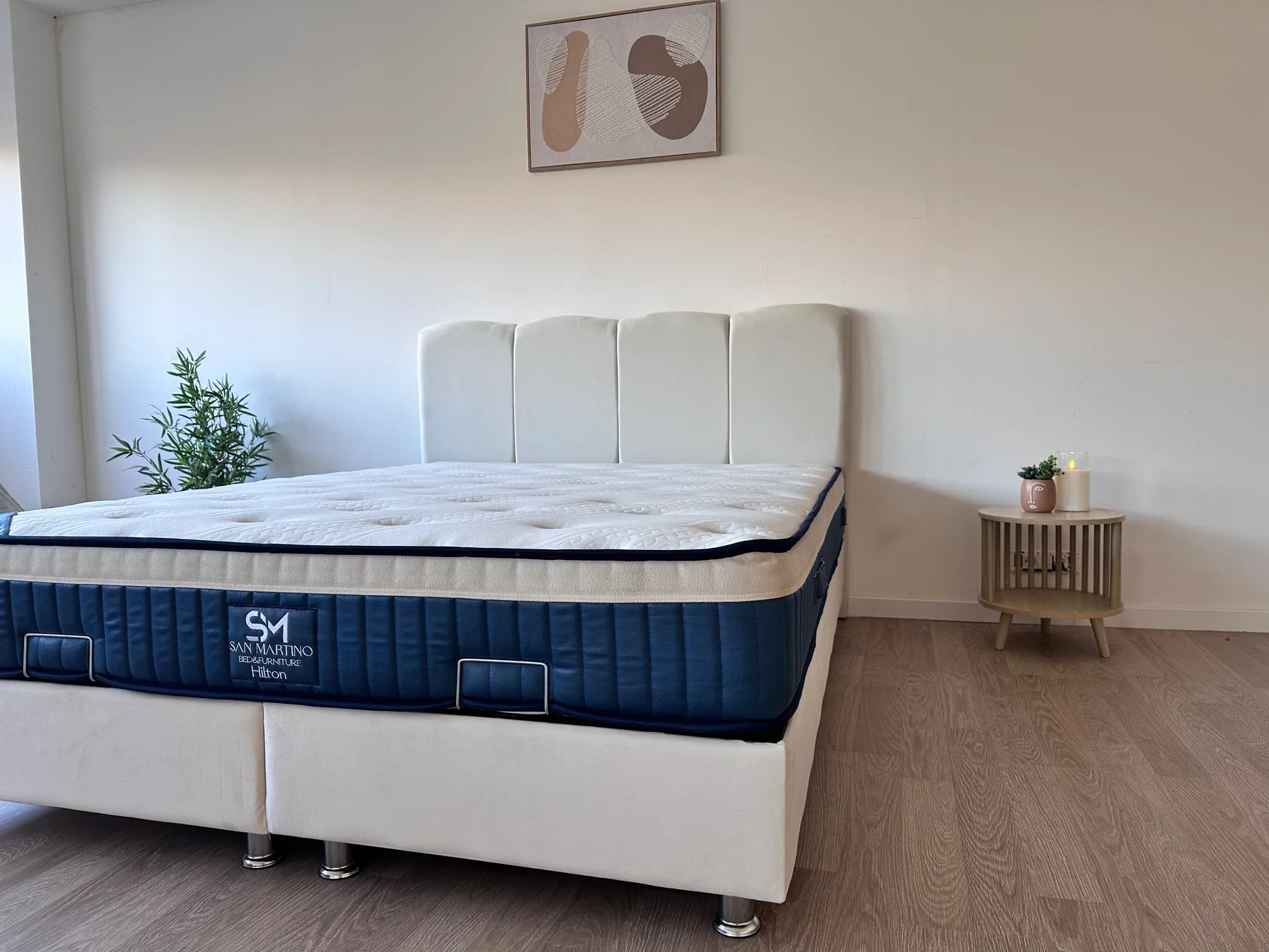 Lit Coffre CELIA BLANC CASSE - Velours