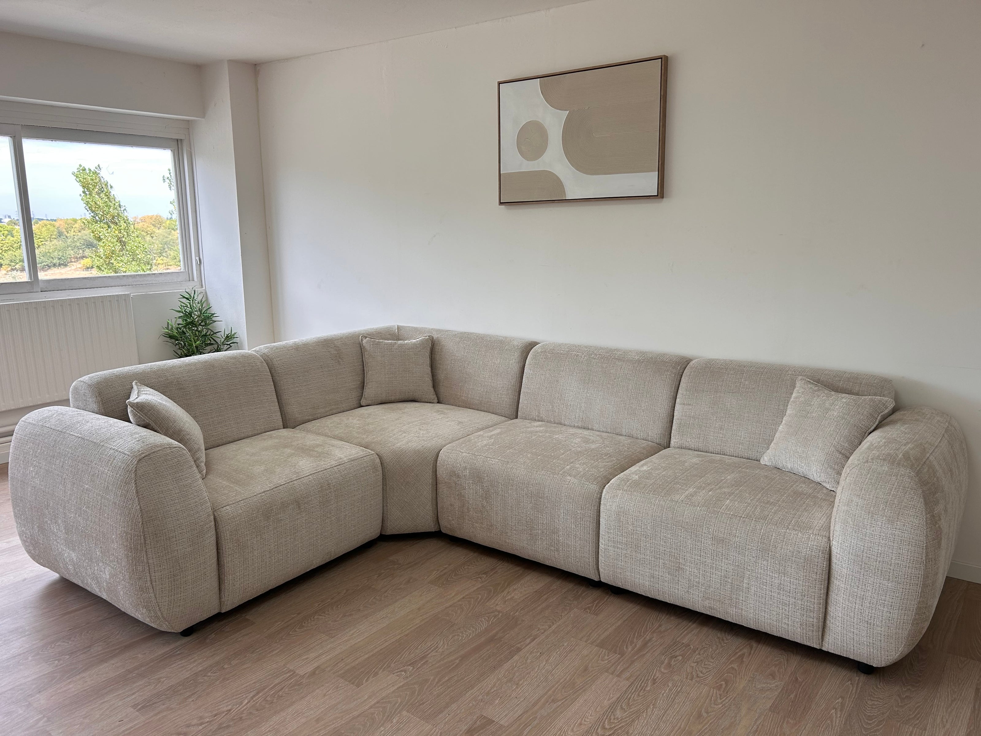 Canapé ELISA – Modulable en tissu Marbella beige DISPONIBLE LE 07/09