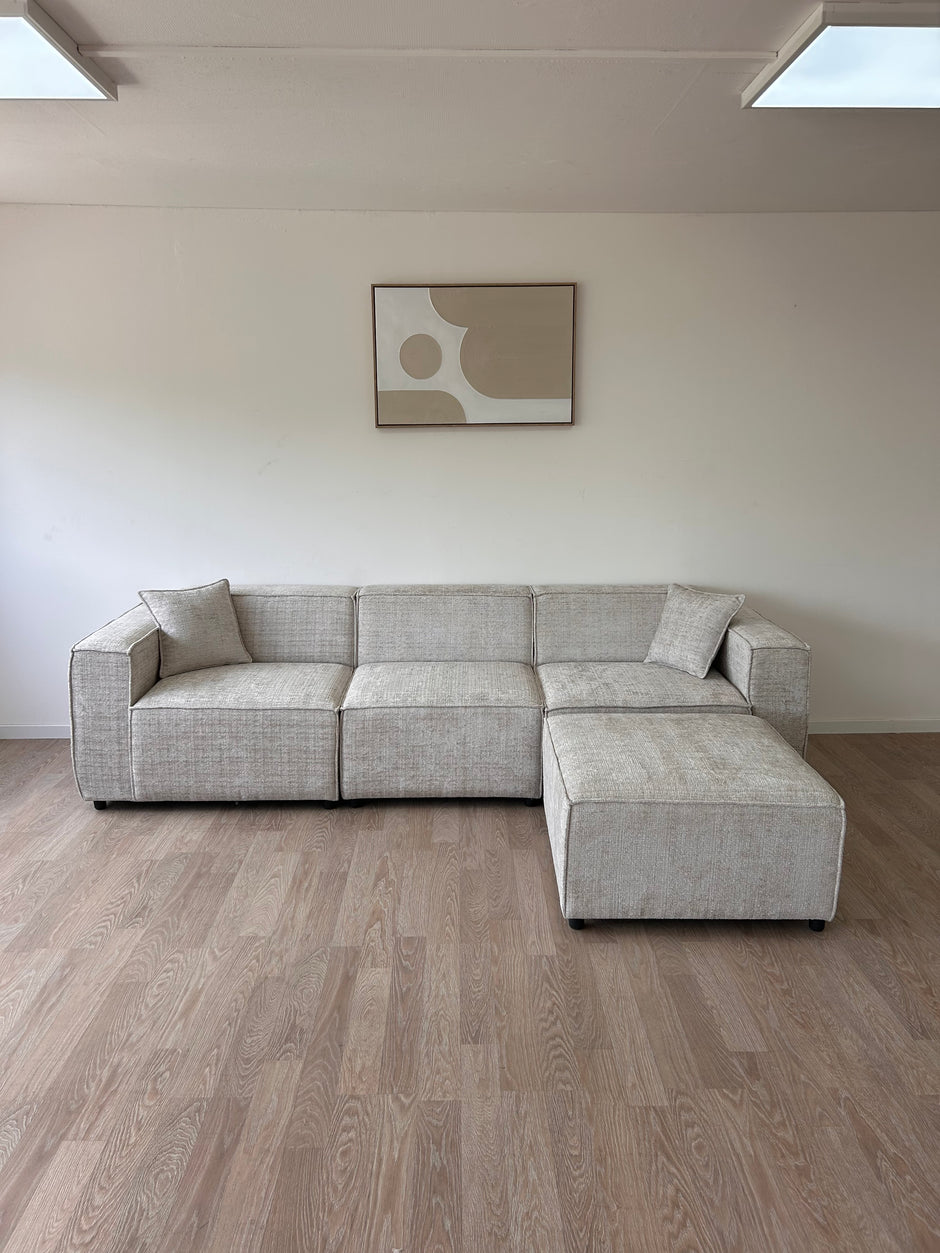 Canapé EMMA – Modulable en tissu Marbella beige DISPONIBLE LE 15/09