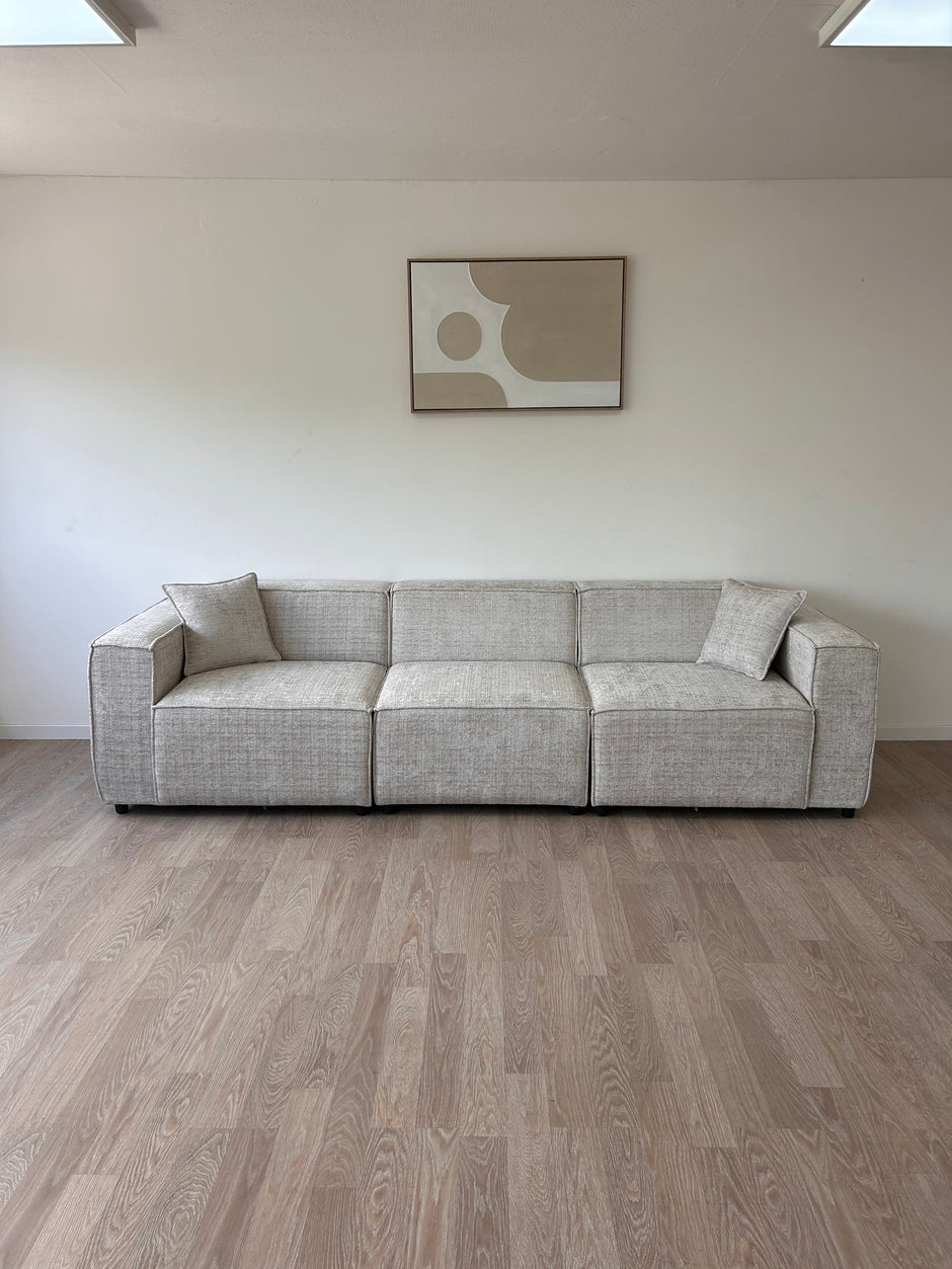 Canapé EMMA – Modulable en tissu Marbella beige DISPONIBLE LE 15/09