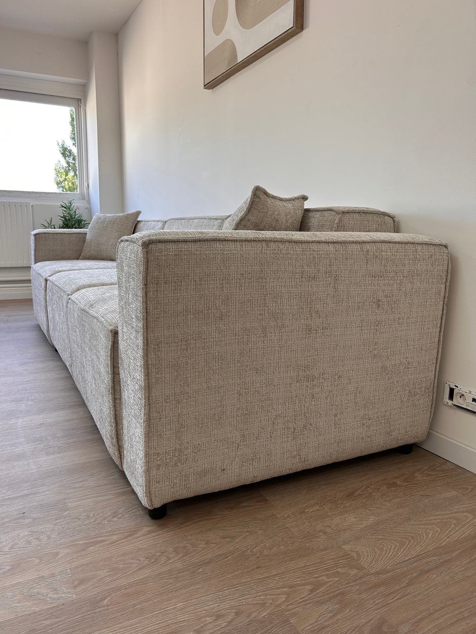 Canapé EMMA – Modulable en tissu Marbella beige DISPONIBLE LE 15/09