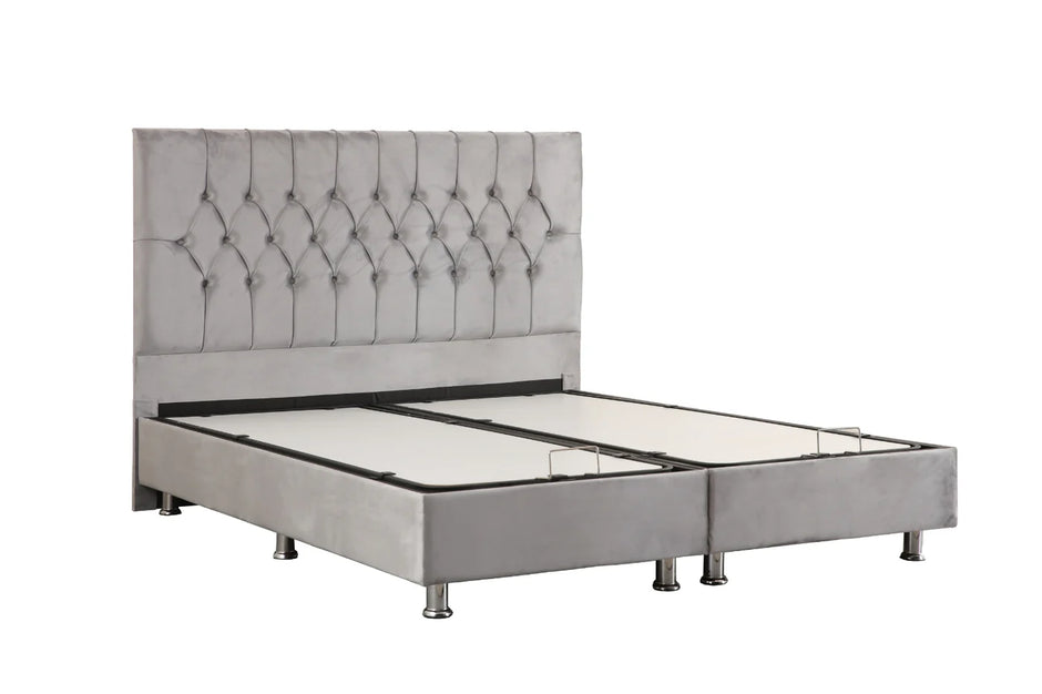 Lit Coffre HUGO GRIS - Velours