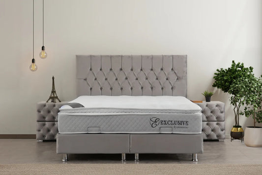 Lit Coffre HUGO GRIS - Velours