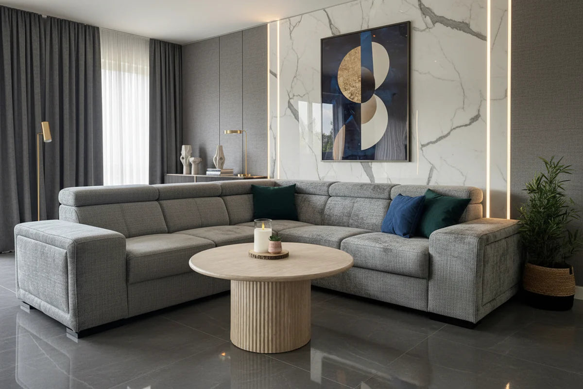 Canapé d'angle convertible KAROLA gris