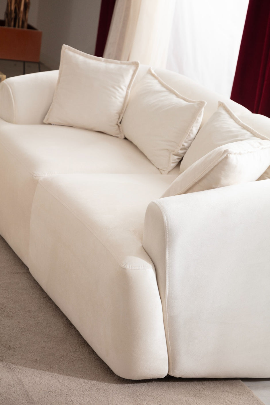 Canapé modulable MILA en velours blanc cassé