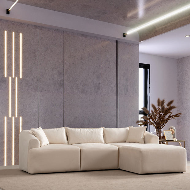 Canapé modulable MILA en velours blanc cassé