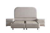 Lit double coffre 2 places en chenille avec tête de lit – JADE Blanc cassé