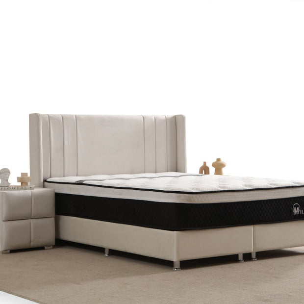 Lit Coffre ALMA BLANC CASSE - Velours
