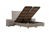 Lit Coffre ALMA BLANC CASSE - Velours