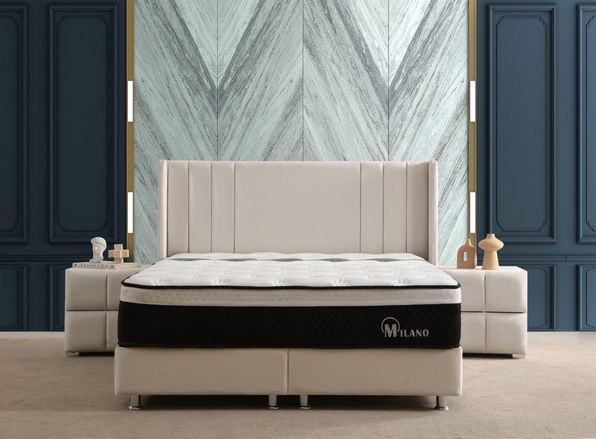 Lit Coffre ALMA BLANC CASSE - Velours