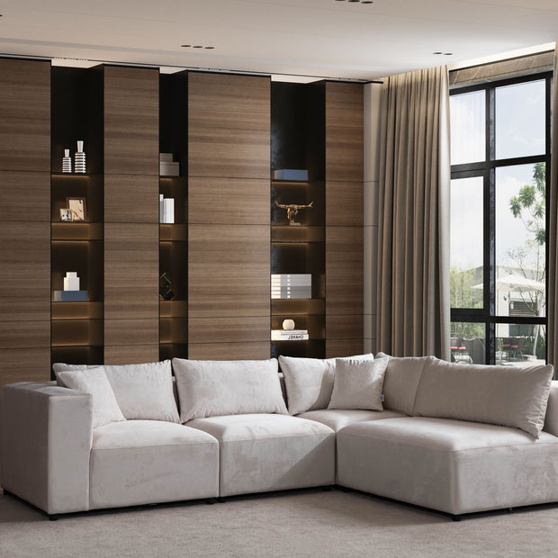 Canapé AZRA modulable velours blanc cassé