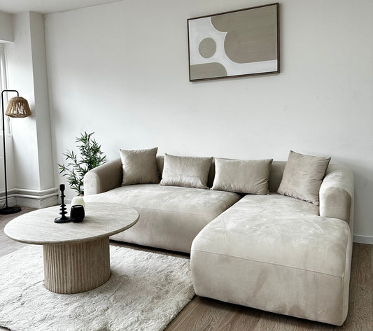 Canapé d'angle ELA velours beige