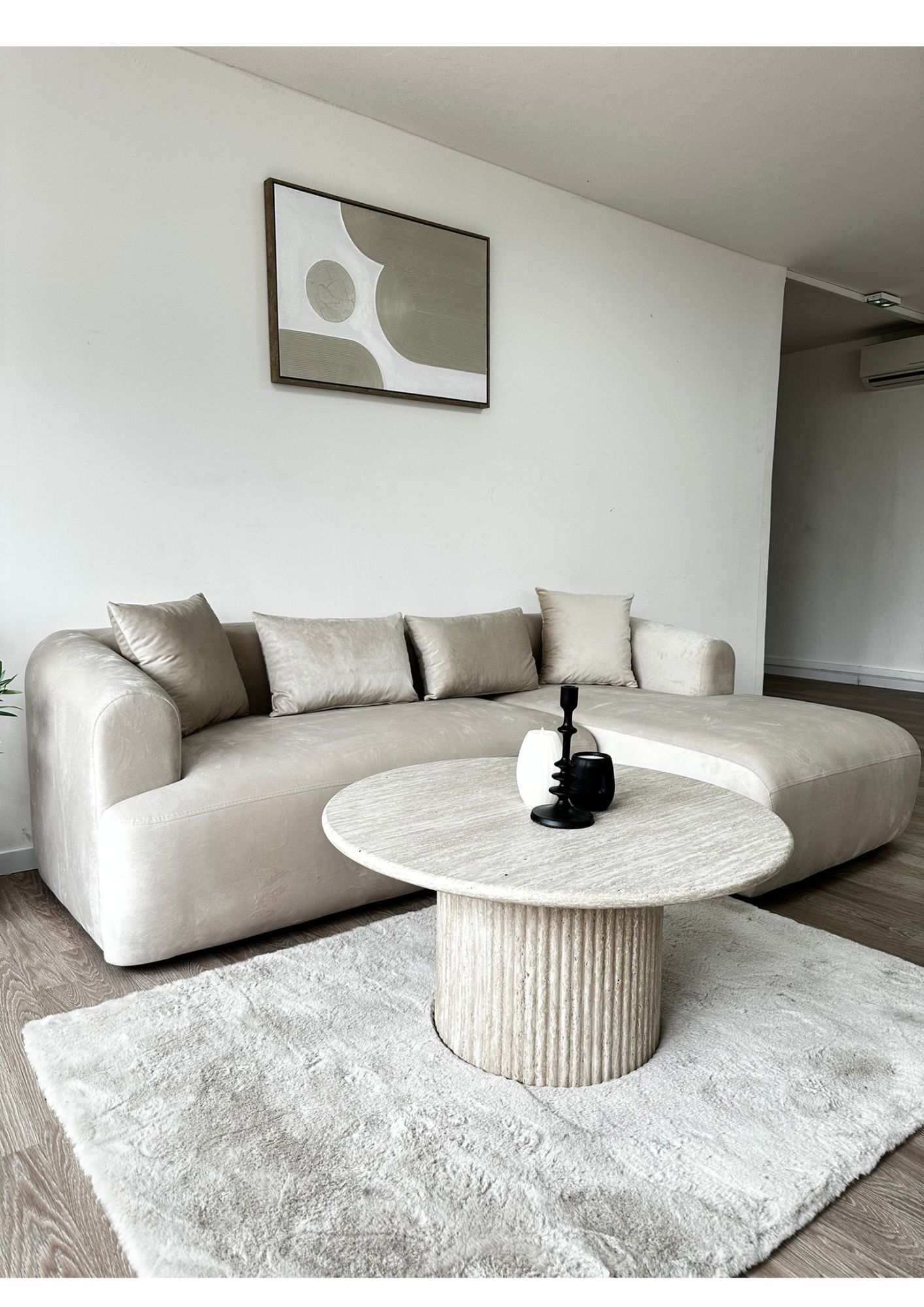 Canapé d'angle ELA velours beige