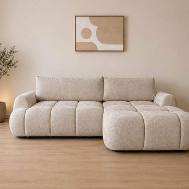 Canapé LEO convertible d’angle réversible en tissu Marbella beige, 270 × 170 cm