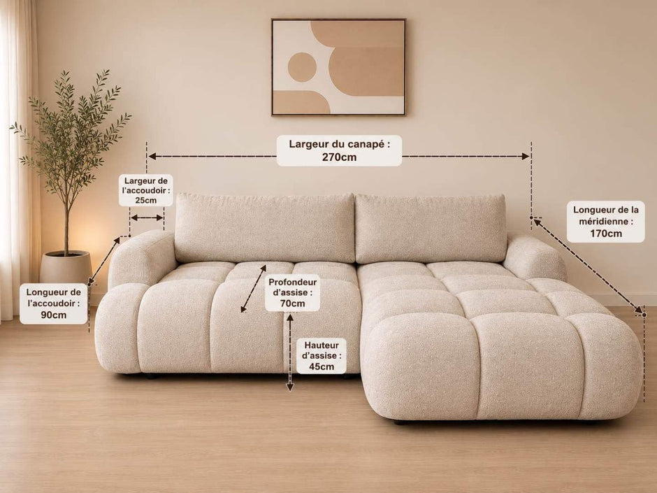 Canapé LEO Convertible – Tissu Marbella Beige