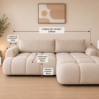 Canapé LEO Convertible – Tissu Marbella Beige