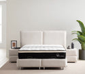 Lit double coffre 2 places en chenille avec tête de lit – MAYA Blanc cassé