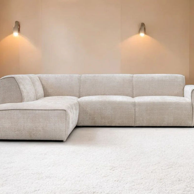 Canapé d'angle Colette en velours marbella beige