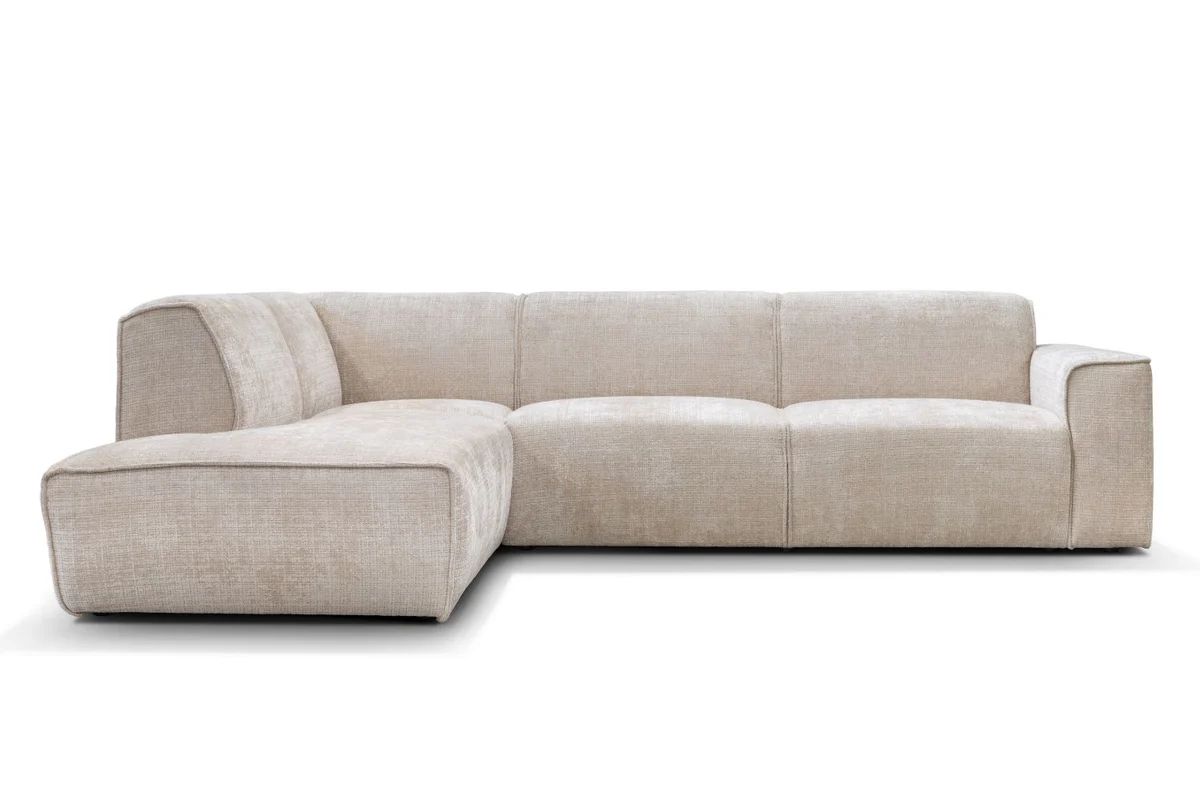 Canapé d'angle Colette en velours marbella beige