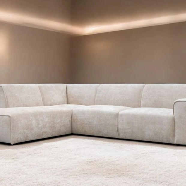 Canapé d'angle Colette en velours marbella beige