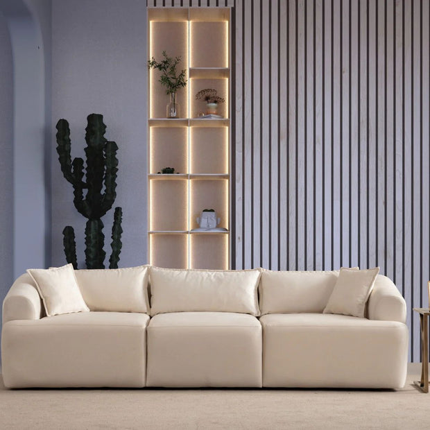 Canapé modulable MILA en velours blanc cassé