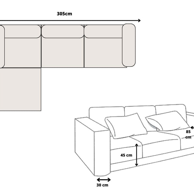 Canapé Élégance chenille modulable 3+1 pouf
