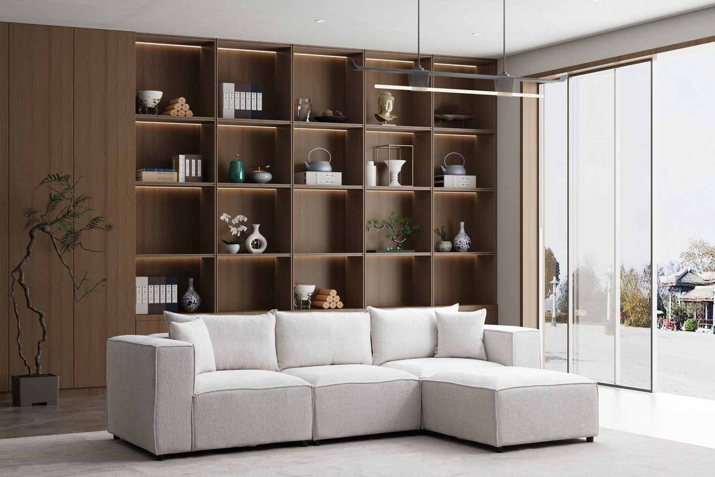 Canapé Élégance chenille modulable 3+1 pouf