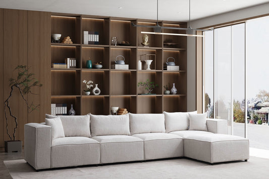 Canapé Élégance chenille modulable 4+1 pouf