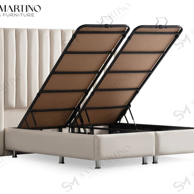 Lit double coffre 2 places en velours avec tête de lit – ATHENA