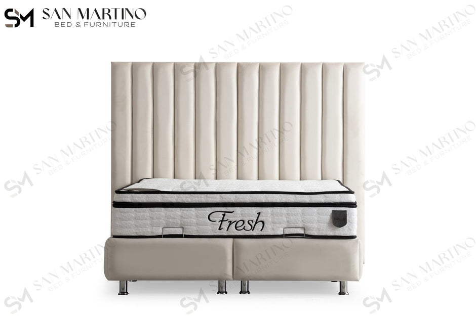 Lit double coffre 2 places en velours avec tête de lit – ATHENA