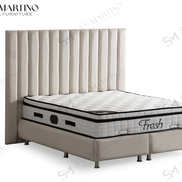 Lit double coffre 2 places en velours avec tête de lit – ATHENA