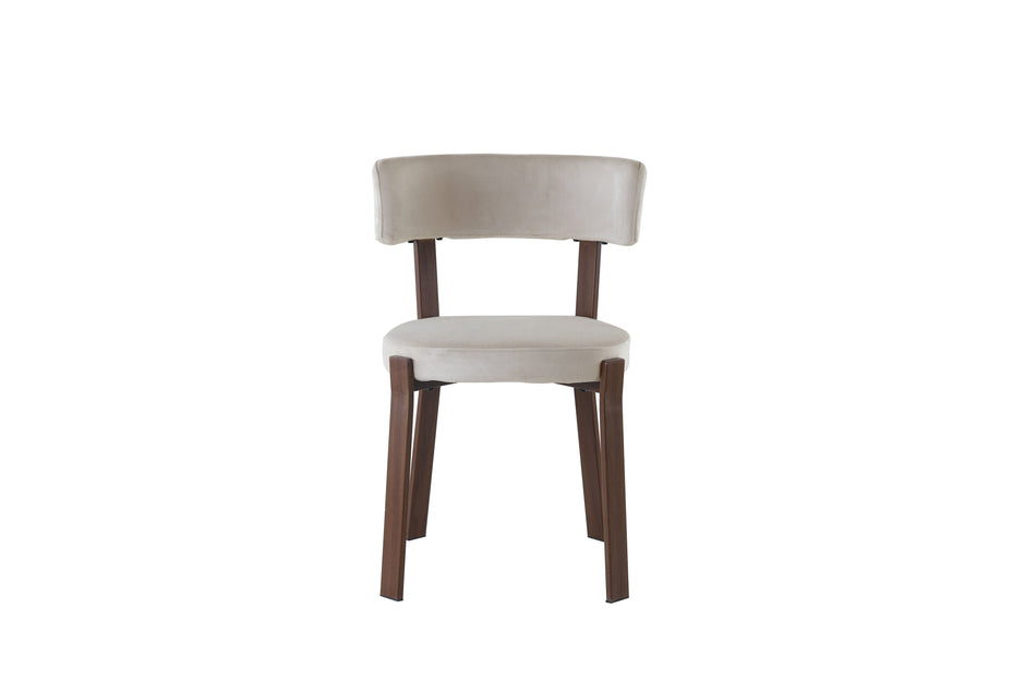 Chaise NORLAND velours beige Noyer