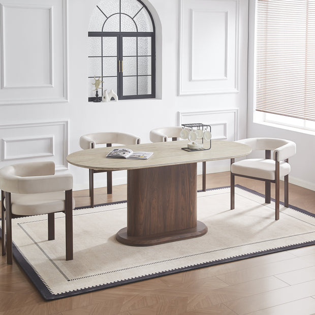 Table à manger LOKA Noyer/Travertin 180cm
