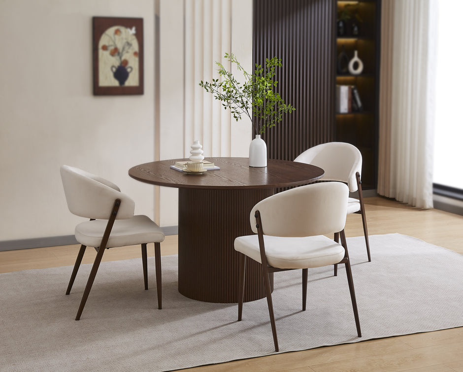 Table à manger ronde BAIETA Noyer 120cm