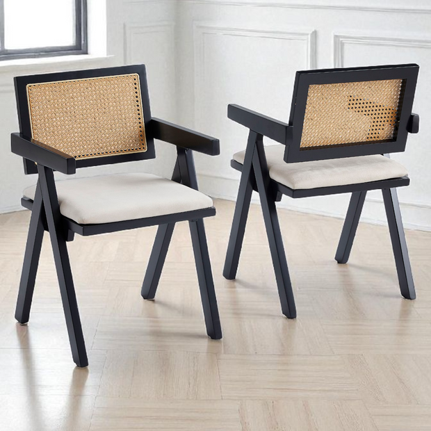 Chaise ROTINE Velours beige Noire