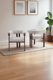 Chaise LORA velours beige Noyer