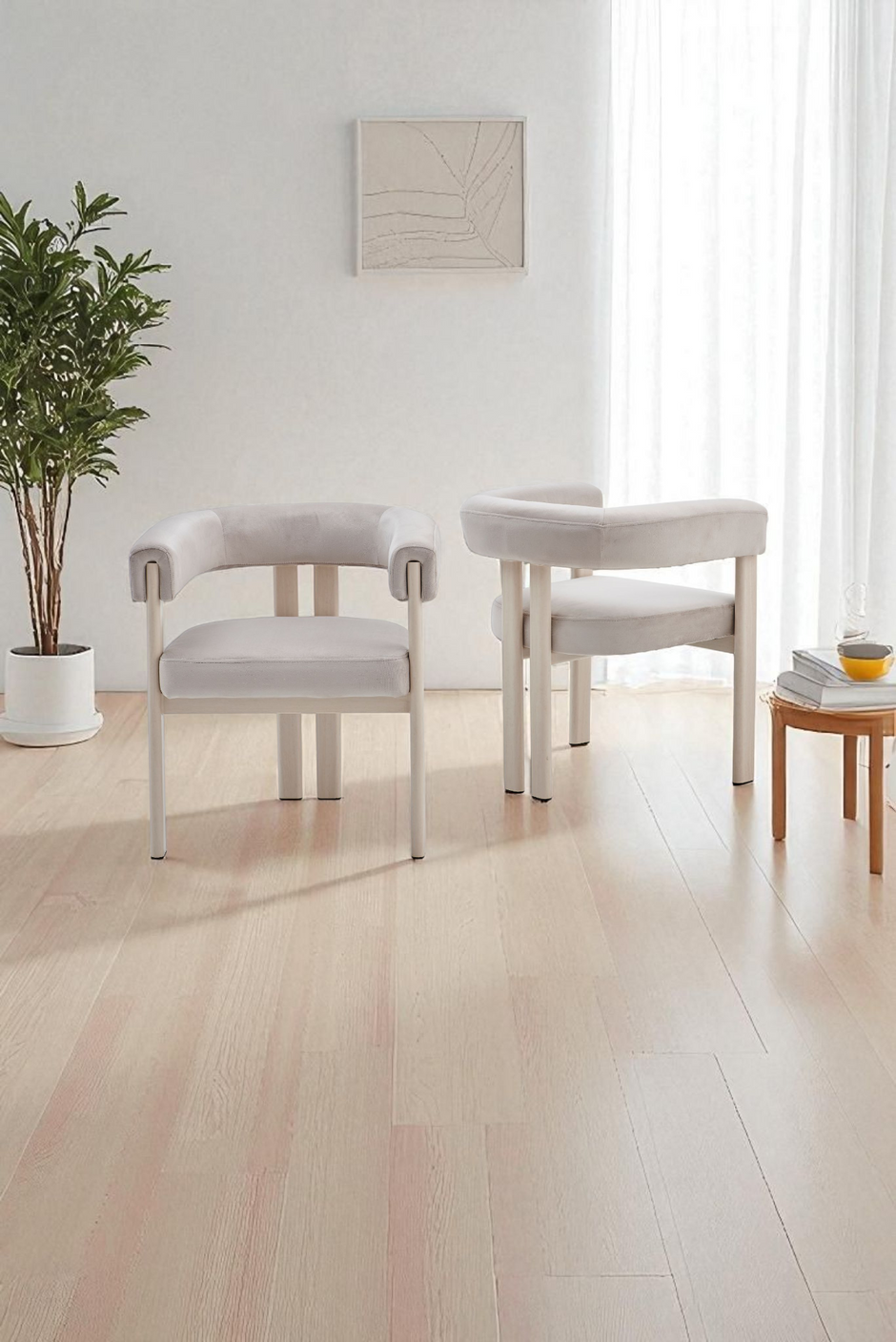 Chaise LORA velours beige Travertin