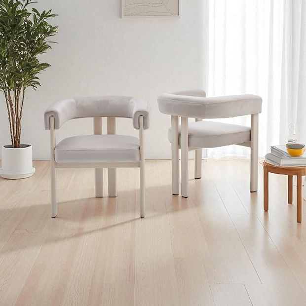 Chaise LORA velours beige Travertin