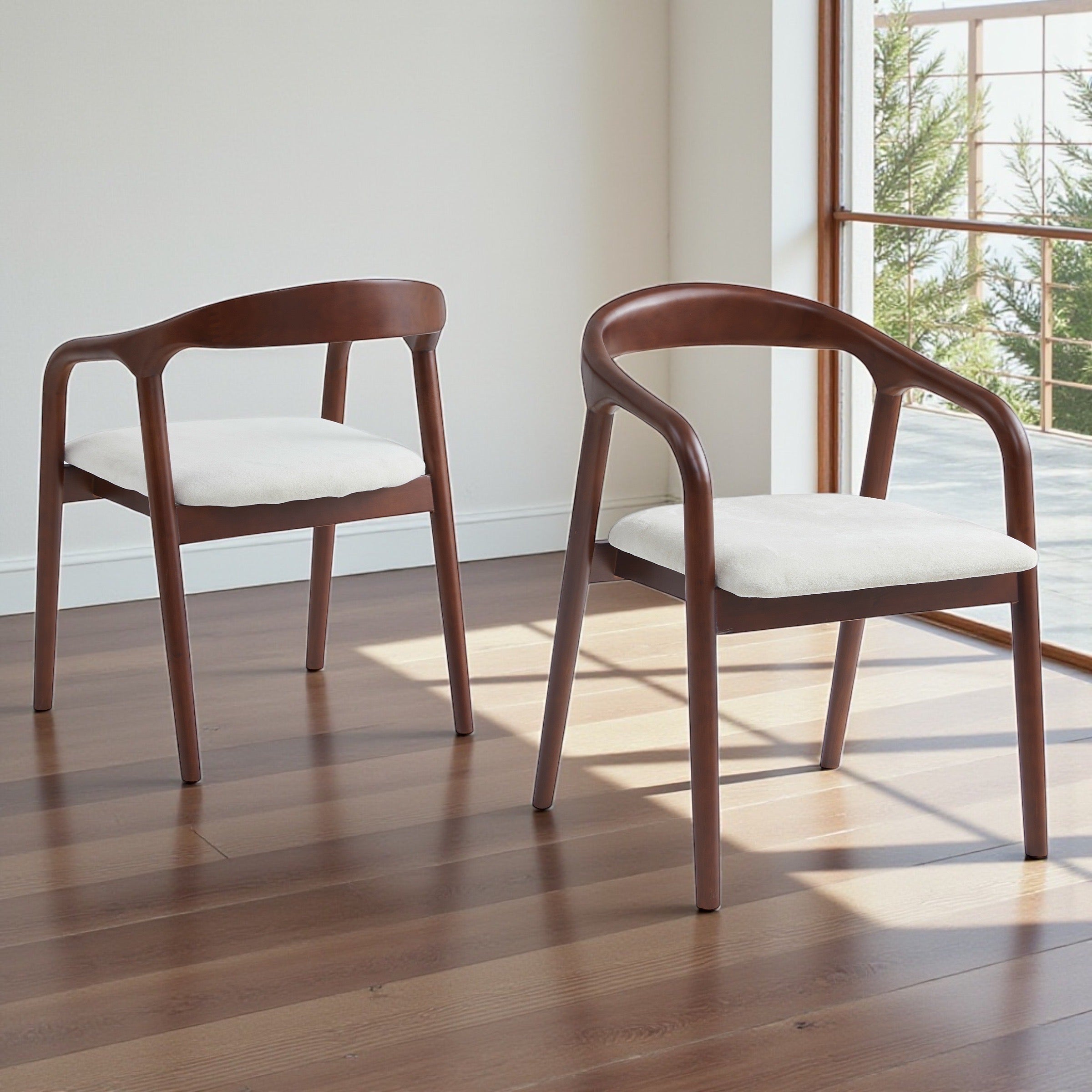 Chaise CARLTON velours beige Noyer