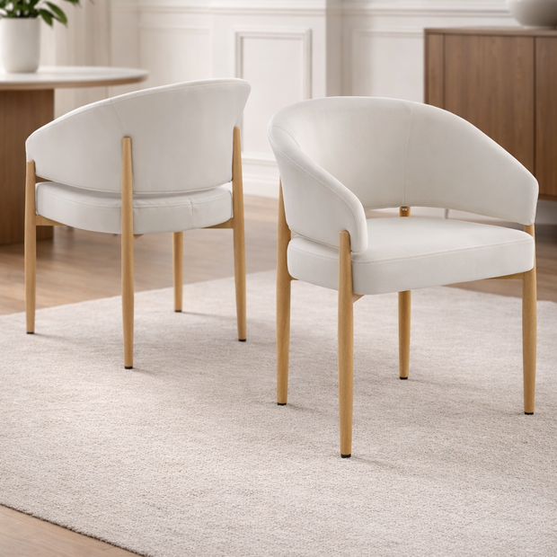 Chaise CHARLY velours beige Boisé